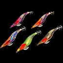 Lifelike Luminous Jigs Wood Shrimp Lures Octopus Bait Squid Hook Fishing Tackle