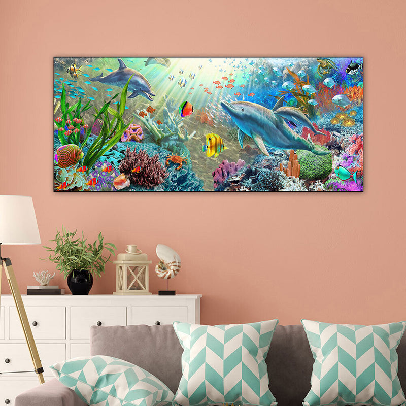 Undersea Dolphins Oil Paint By Numbers Kits DIY Handpainted Decoration Unfr
