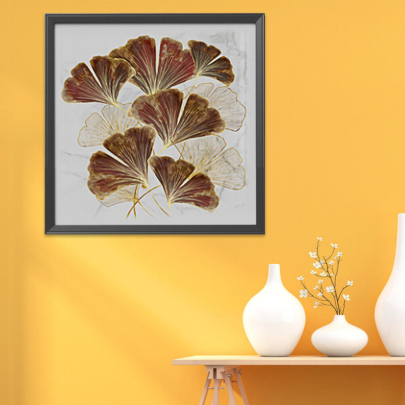 Ginkgo Leaf Stamped Cross Stitch Kits 11CT Printed Embroidery DIY Handmade Cr