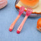 Baby Feeding Safety Soft Spoon Fork Set Temperature Sensing Flatware(Pink)