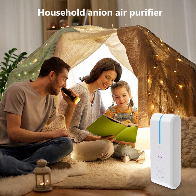 Portable Air Purifier Negative Ion Air Freshener Dust Cleaner (White US)
