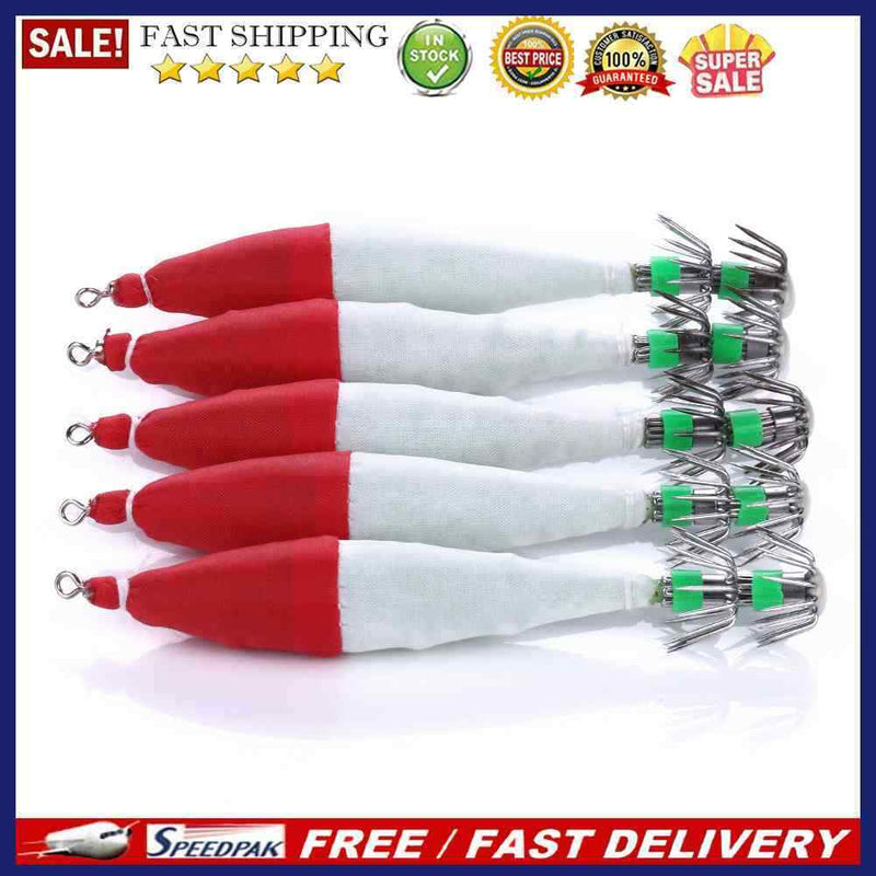 5pcs Hard Luminous Squid Jig Hooks Double-Layer Artificial Fishing Jig Hook Bait