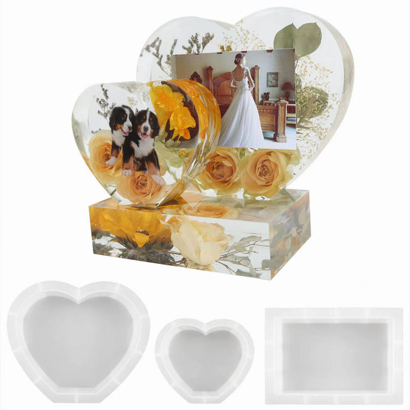 Photo Frame Molds - 3-Piece Silicone Epoxy Mould for DIY Bookends Art Crafts