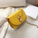 PU Leather Messenger Bag Women Solid Color Casual Chain Shoulder Crossbody Bag