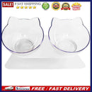 Tilt Cat Ear Detachable Bowl Transparent Non-slip Food Holder Feeder Pets Sup