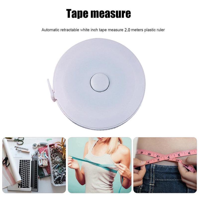 2m Retractable Measure Tape Kid Height Size Gauge Measurement Ruler (White)
