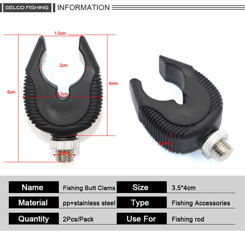 2pcs Fishing Rod Rest Butts Gripper Grips Pole Holder Support Head Black