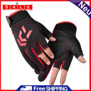 3-Finger Cut Unisex Arrow Fishing Glove Non-Brief Angling Gloves (Black Red)