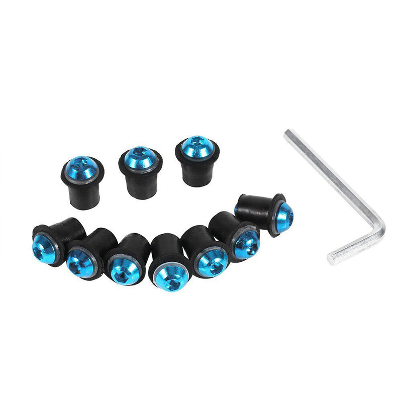 10pcs 5mm/0.20in Motorcycle Windscreen Windshield Bolt Screw Kit (Blue)