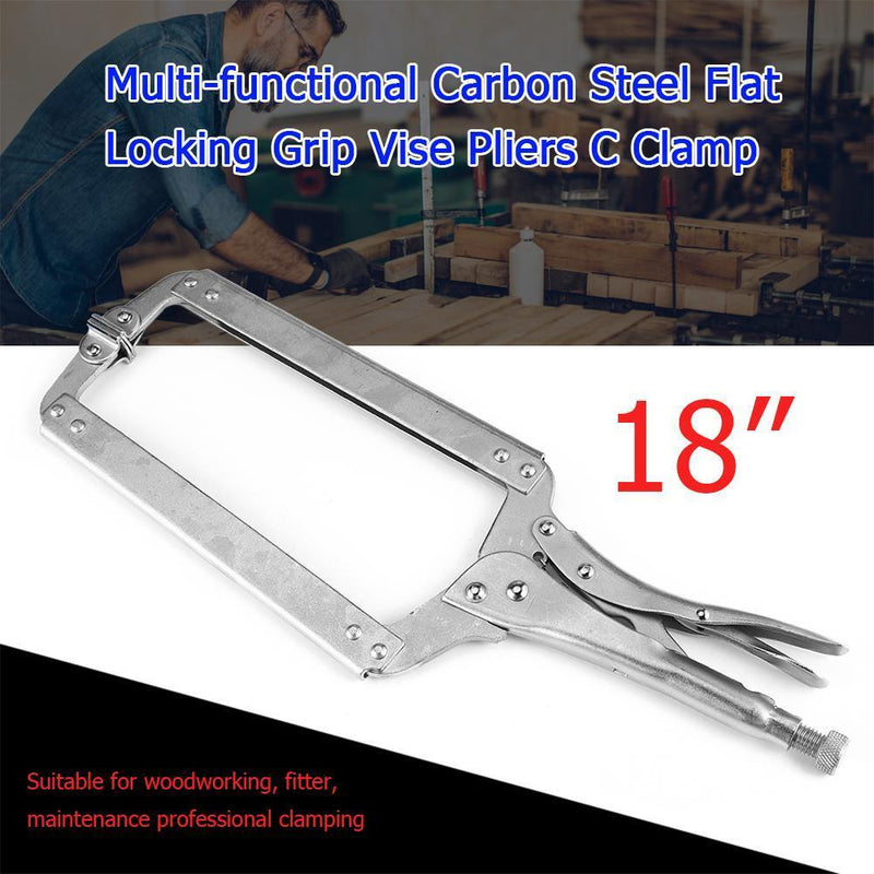 Multi-functional Carbon Steel Flat Locking Grip Vise Pliers C Clamp (18in)