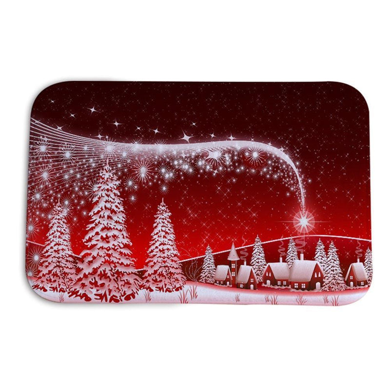 Anti-slip Floor Carpet Flannel Door Mat Xmas Home Party Decor (Snow Scene)