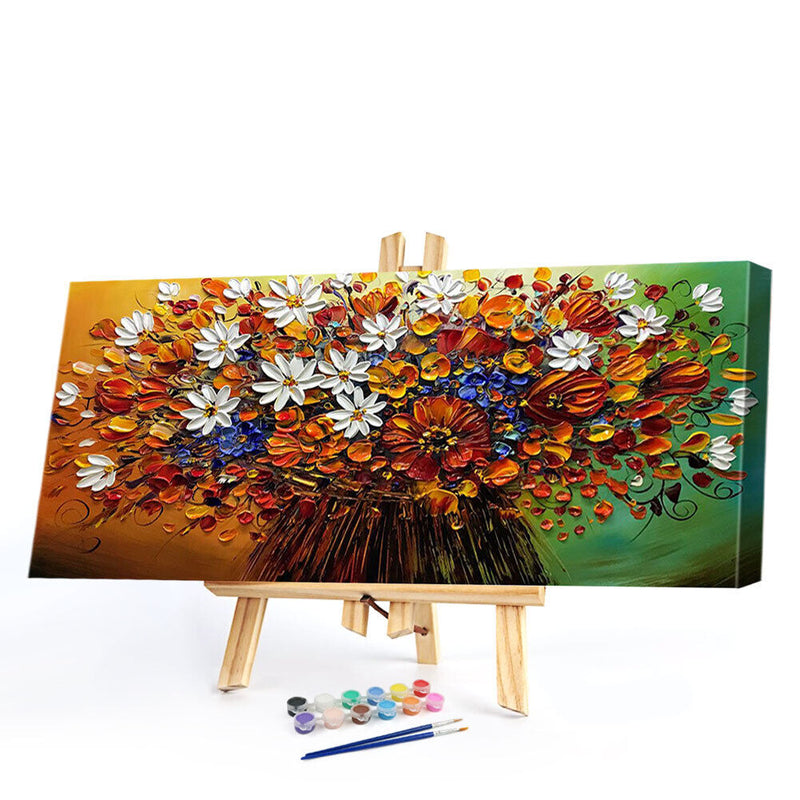 Wild Flowers Oil Paint By Numbers Kits Canvas Picture Wall Art DIY Craft Color
