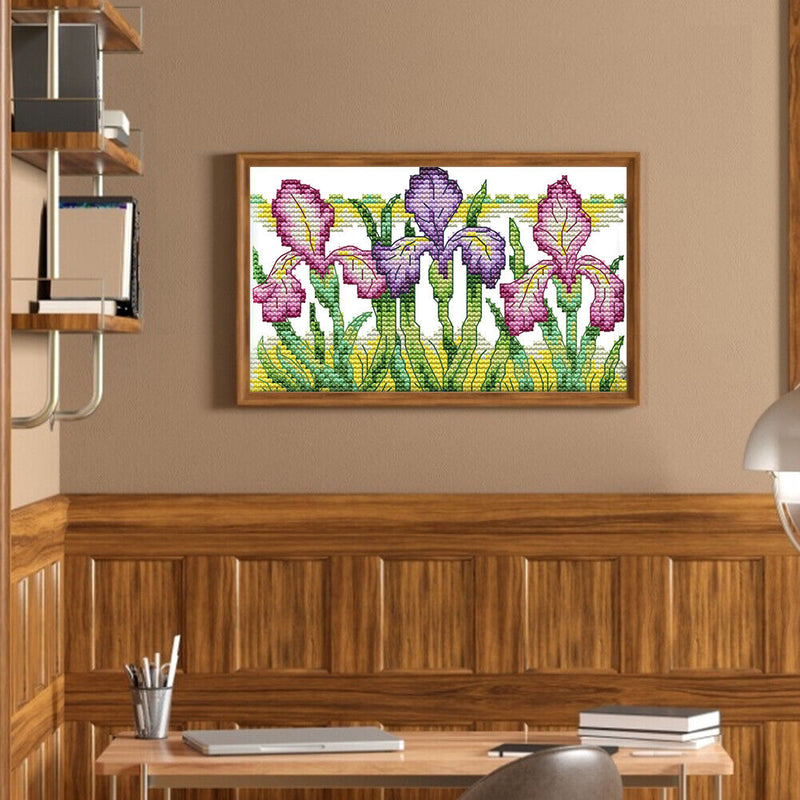 Partial Embroidery 14CT Cross Stitch Beautiful Iris Needlework Kit for DIY