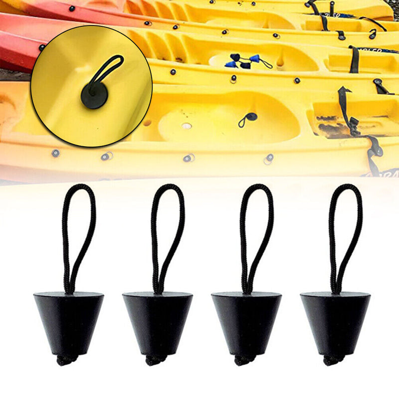 4x Kayak Canoe Boat Scupper Plugs Marine Dinghy Drain Holes Stopper (Black)