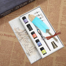Gradient Feather Fountain Dip Pen Set Crystal Writing Pen Calligraphy Stationery