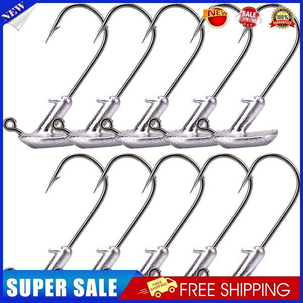 10pcs Tumbler Fishing Head Hooks Carbon Steel Sharp Jig Bait Fishhooks (7g)