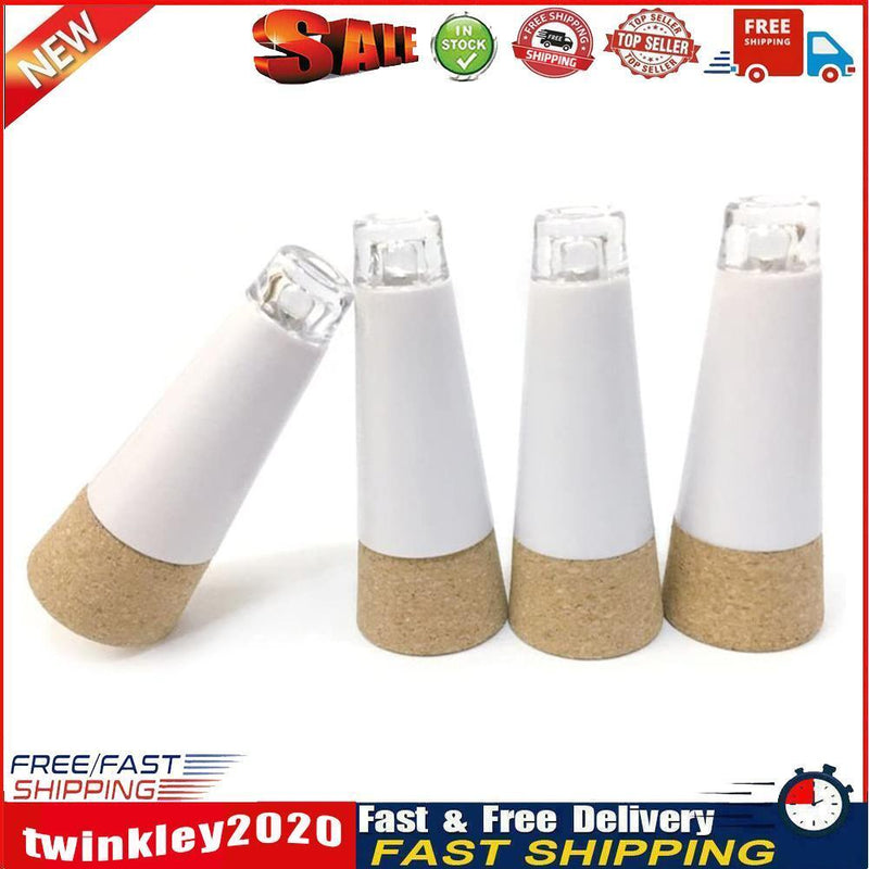 4pcs LED USB Rechargeable Shiny Bottle Cork Stopper Cap Lamp (Pure White) Newly