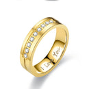 Color Wedding Jewelry Romantic Stainless Steel 6MM Couple Ring Cubic Zircon