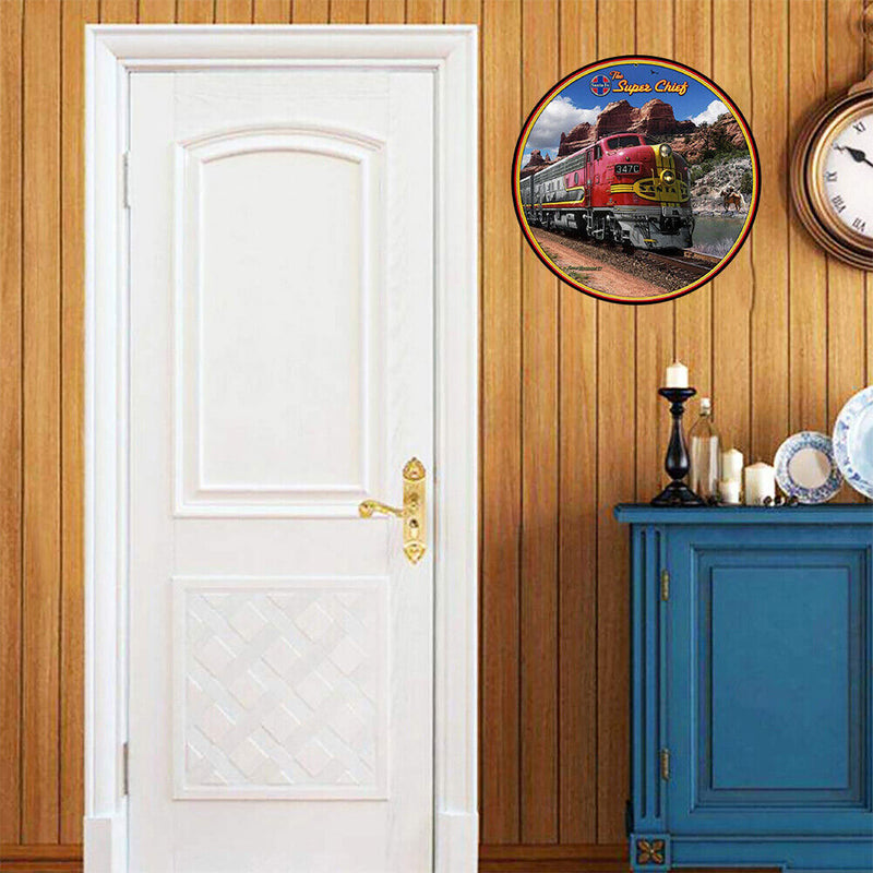 Round Train Retro Metal Plate Tin Sign Plaque for Bar Pub Club Cafe Poster