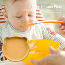 Children Dishes Baby Silicone Sucker Feeding Bowl Kid Dining Plate (Yellow)