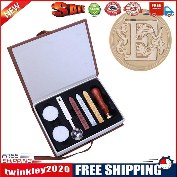 Ancient English Alphabet Letter Metal Seal Wax Stamps Sticks Candles Set (E