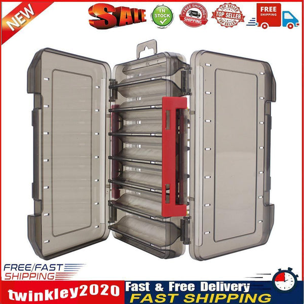 Double Sided Fishing Tackle Box 14 Compartments Bait Lure Hook Box (Red) Newly