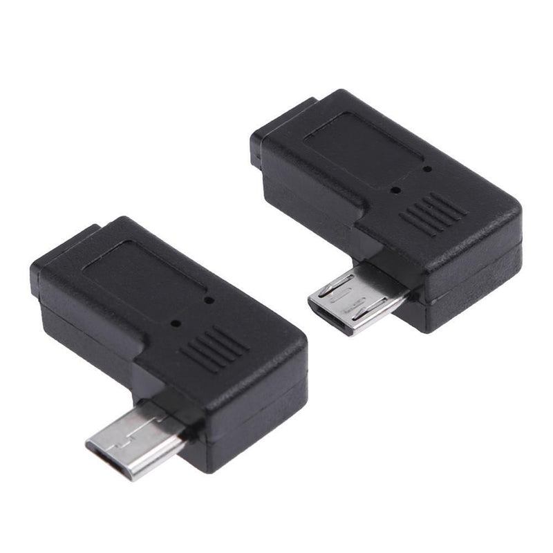 2pcs 90° Micro USB Female, Micro USB Male Adapter Male