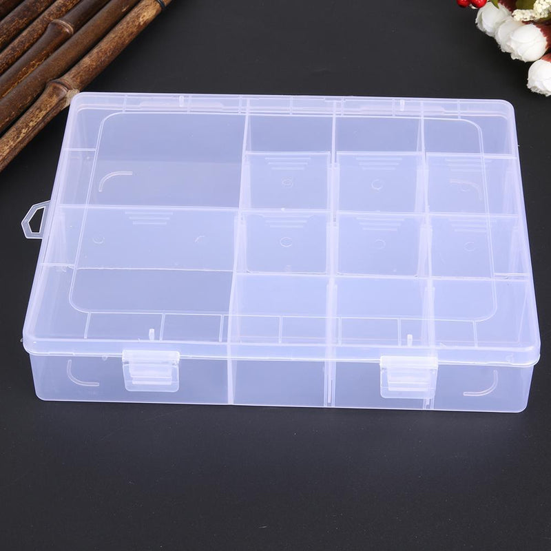 14 Compartment Transparent Plastic Jewelry Box Earrings Rings Beads Pills Storag