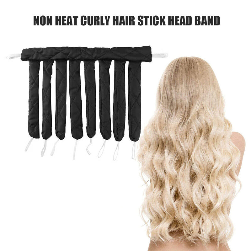 Heatless Hair Curler No Heat Curling Headband Sleeping Soft Wave (Black) Newly
