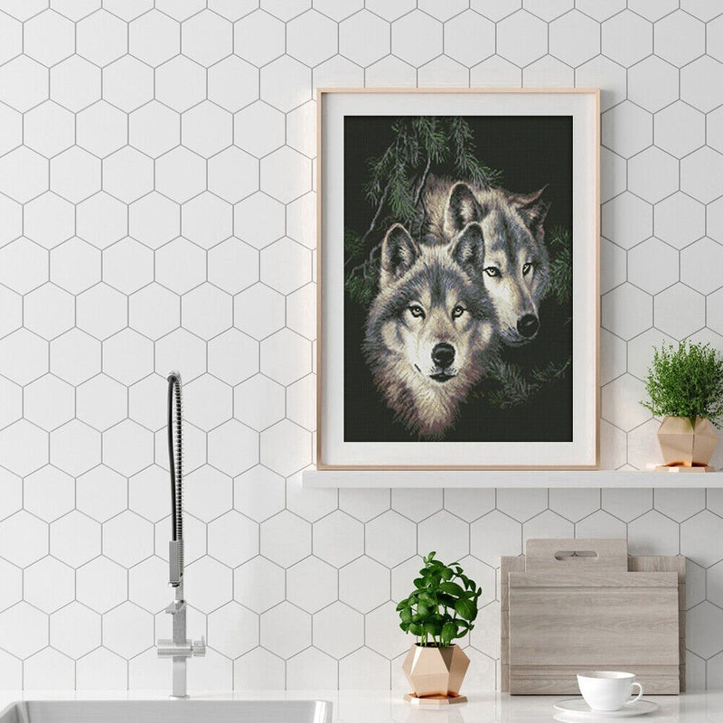 Cross Stitch Kits 11CT Stamped DIY Wolf Full Embroider Mosaic Needlework