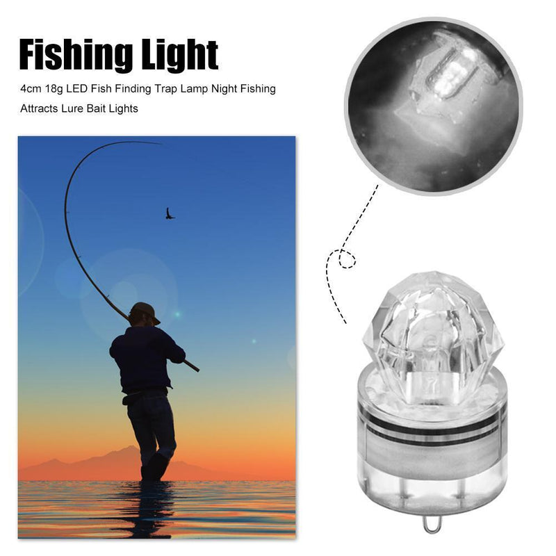 LED Fish Finding Trap Lamp Night Fishing Attracts Lure Bait Lights (White)