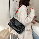 Female Leather Crossbody Chain Bag Solid Wristlet Portable Long Shoulder Handbag