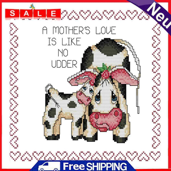 14CT Printed Partial Cross Stitch DIY Two Cows Hand Painting Bedroom Decoration