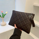 Party Evening Lattice Envelope Bag Women Pure Color Leather Large Capacity Pouch
