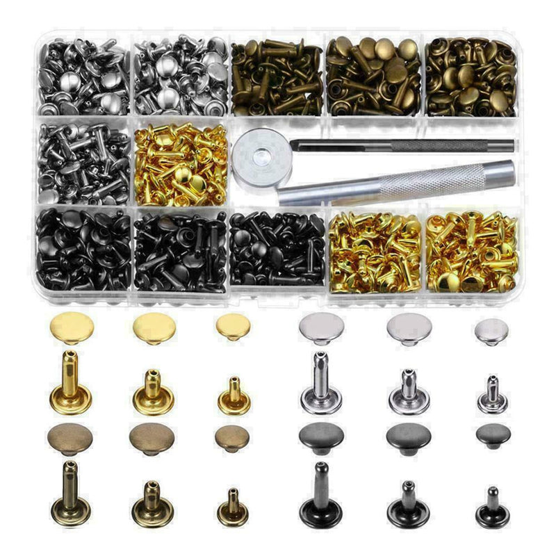 480Pcs Rivets Double Cap Tool Kit Metal Studs Sets Craft X4Z1 B5Q7 U2U0 F3E0