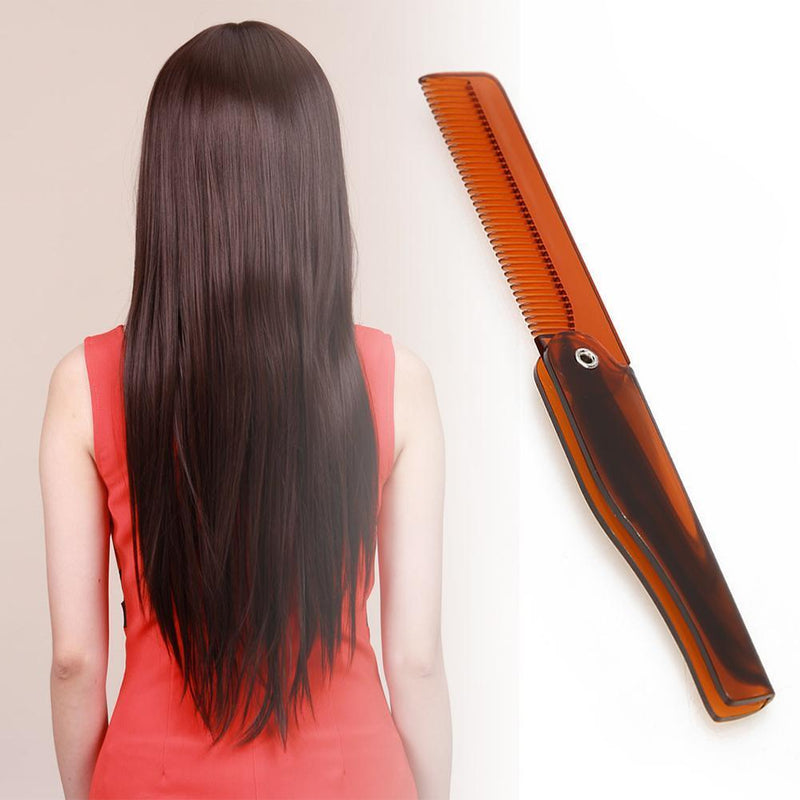 Foldable Hair Comb Women Hairdressing Men Moustache Beard Comb (Brown)
