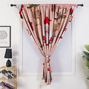 Window Curtain Pink Base Elk Santa Painting Polyester Room Christmas Decoration