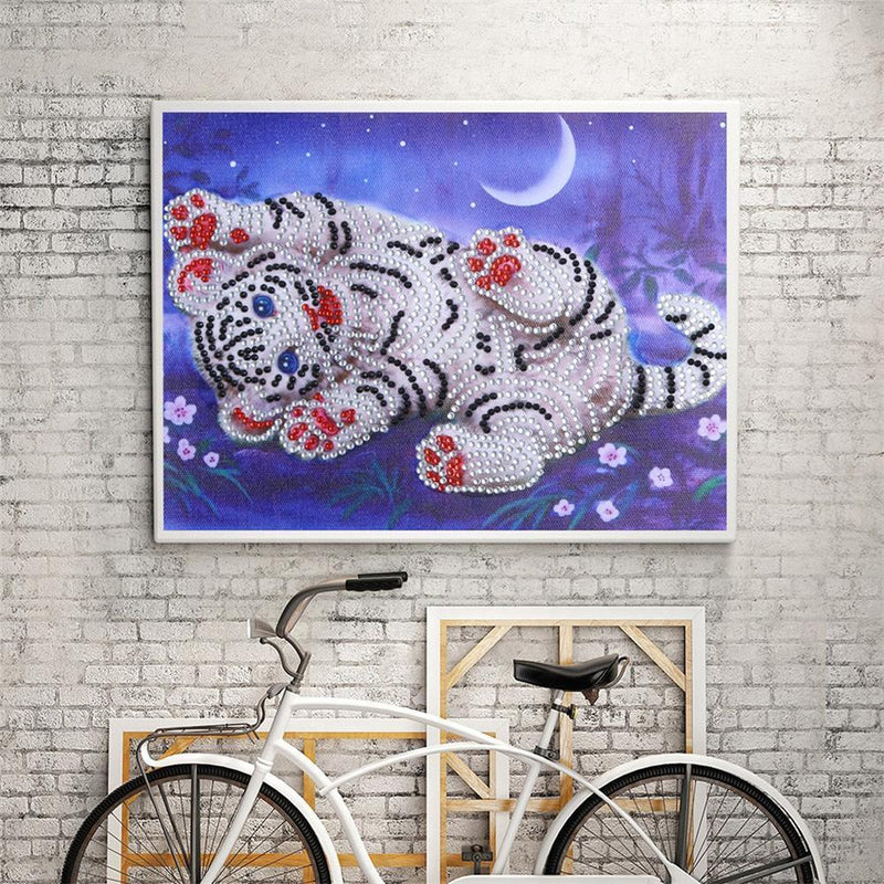 Ecotrump 5D DIY Special Shaped Diamond Painting White Tiger Cross Stitch Embroid