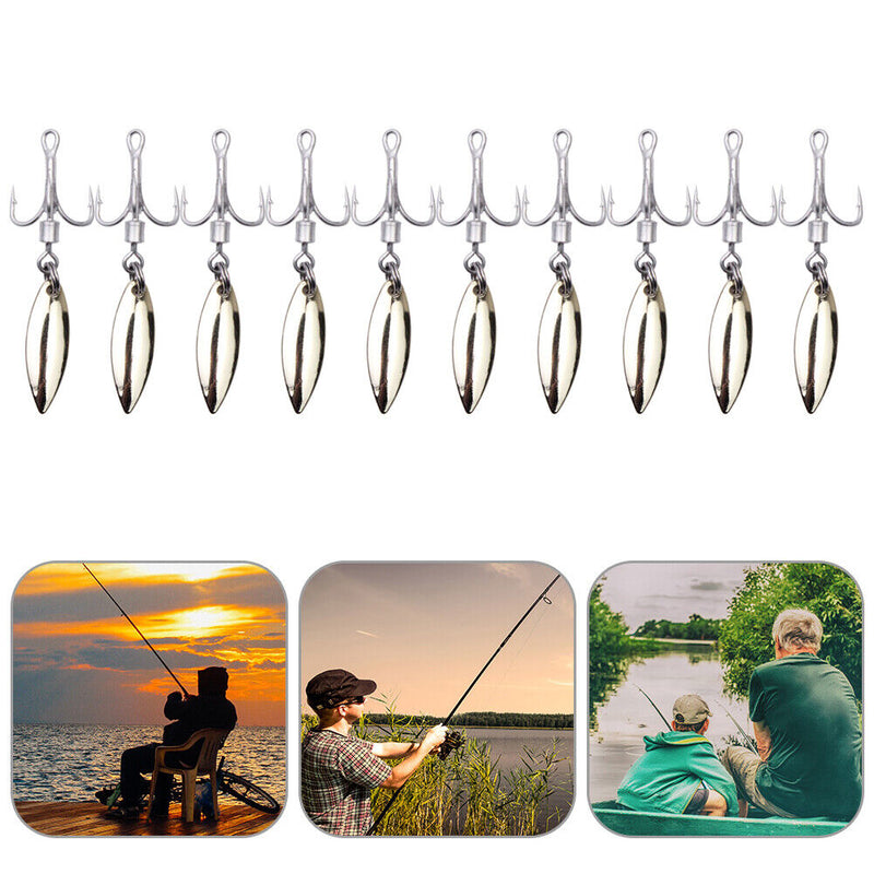 Rotating Sequin Hooks Lure Metal Barbed Fishing 3-Hook Freshwater Fishing Hoo