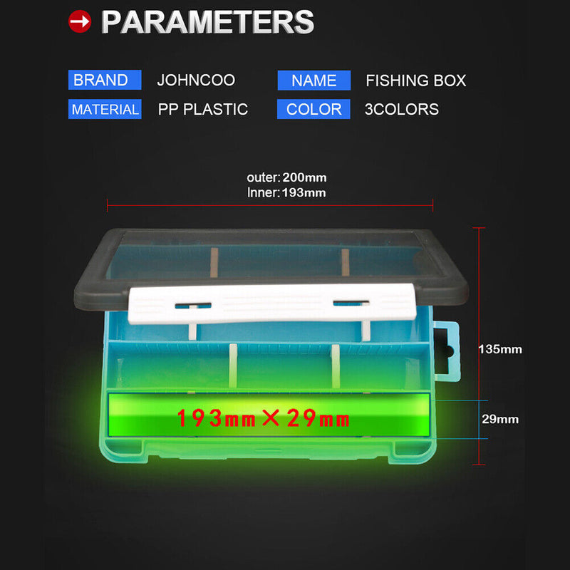 Fishing Tackle Box with Removable Baffle Fishing Hook Storage Case (Blue) Newly