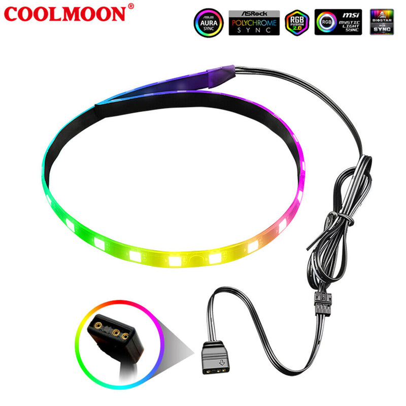 COOLMOON CM-LS40 5V ARGB PC Case LED Light Bar SATA 3PIN Lamps+Controller Newly