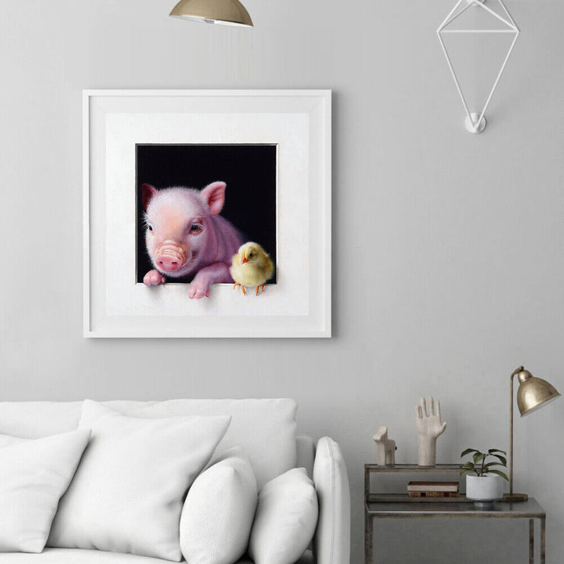 Pig and Chick Oil Paint By Numbers Kits Canvas Picture DIY Wall Art Craft