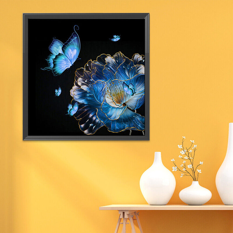 11CT Embroidery Blue Flowers Pattern Cotton Thread Stamped DIY Cross Stitch K