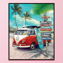 40x50cm Cross Stitch Full Embroidery Kit Beach Bus Scenery Home Decor Stamped