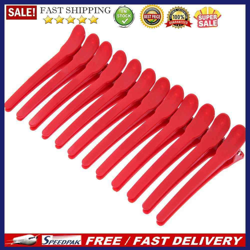 12pcs Hairdressing Sectioning Clamps Clips Salon Hair Styling Tools(Red)