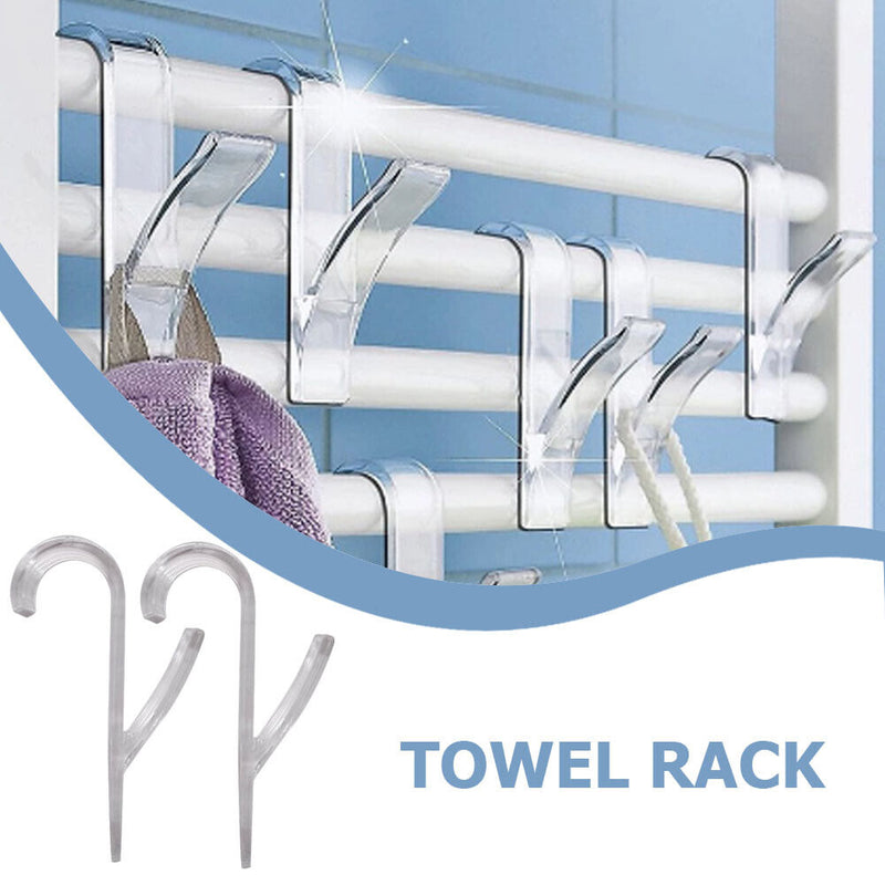 2pcs Hanger Clips for Heated Towel Radiator Rail Clothes Scarf Bath Hook Holder