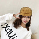Plaid Docker Pumpkin Cap Women Men Beanie Skullcap Brimless Hat (Yellow)