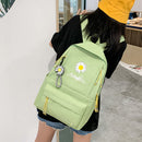 Preppy Style Daisy Print Backpack 4pcs/Set Canvas Shoulder Bag Pencil Clutches