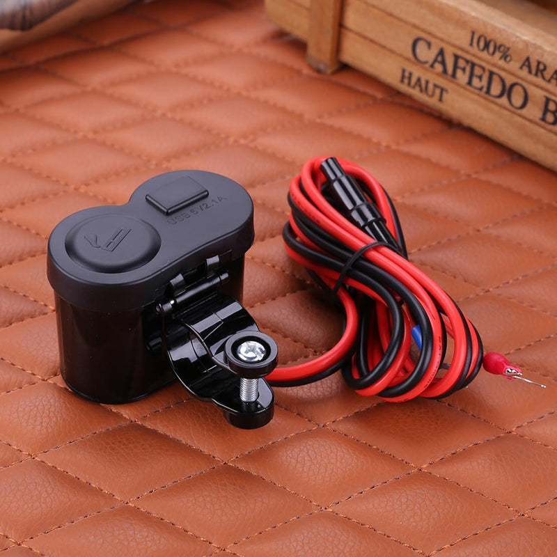 12-24V Motorcycle Scooter Handlebar Clamp Waterproof USB Cigarette Light Newly