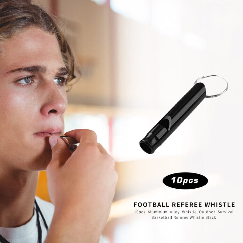 10pcs Aluminum Alloy Whistle Outdoor Survival Basketball Referee Whistle Bl